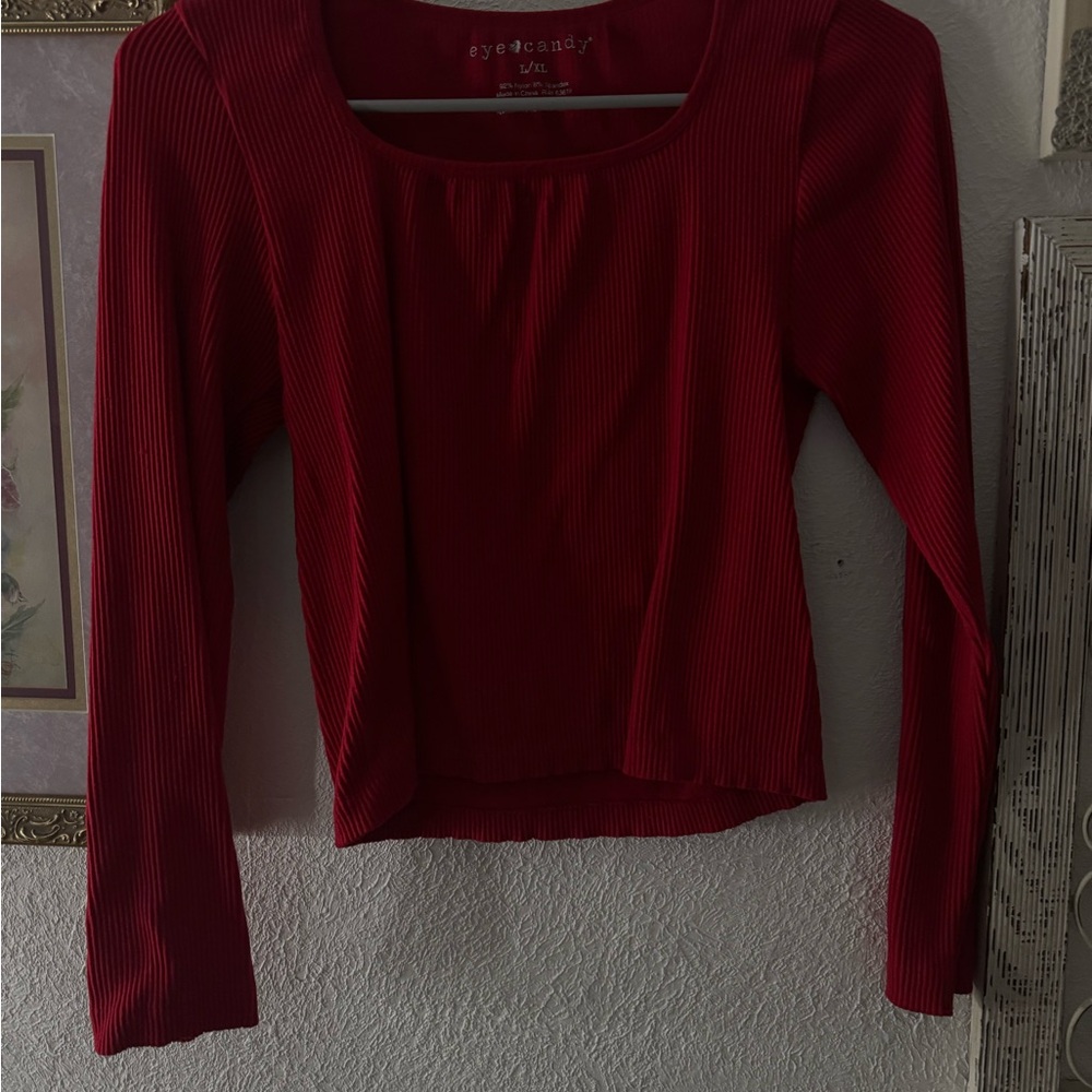 Eye Candy Women's Red Ribbed Top